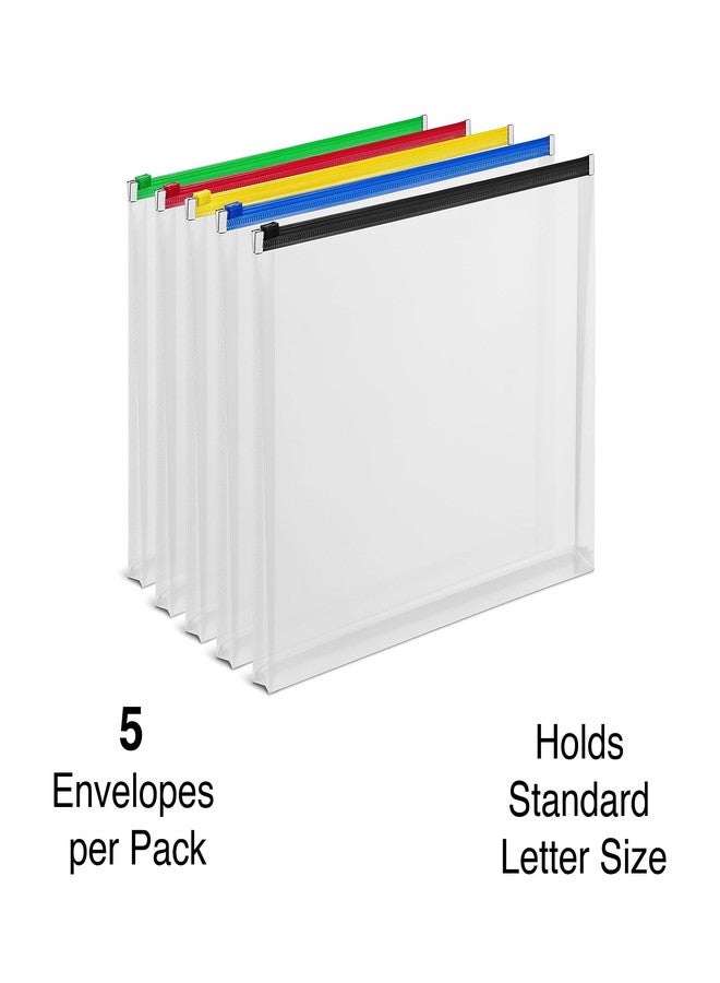 Staples 344890 Poly Zip Envelopes Letter Size Clear with Assorted Zippers 5/PK - Image 2